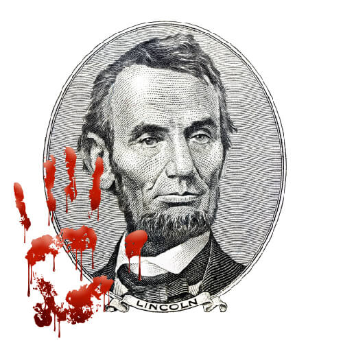 Abraham Lincoln’s picture with a bloody hand on it